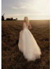 Ivory Glitter Lace Tulle Modern Wedding Dress